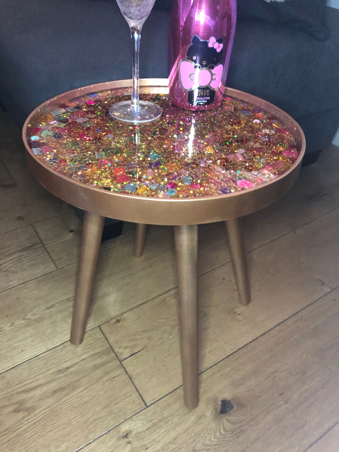 Table Gold Resin Glitz and Gems coffee table side table