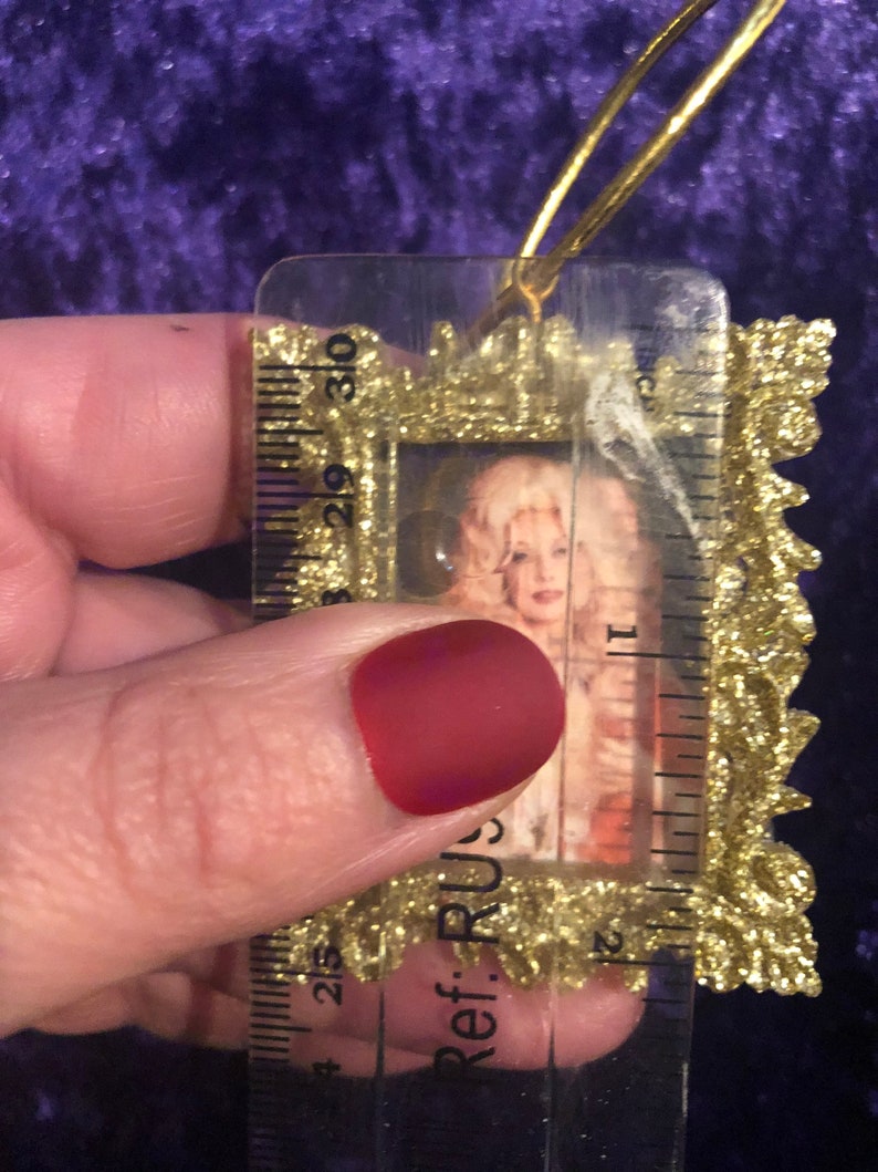 Icon Christmas Decorations Gold Kylie Minogue, Cher & Dolly Parton gifts holidays, ornaments, christmas gold frames with a gold tag image 6