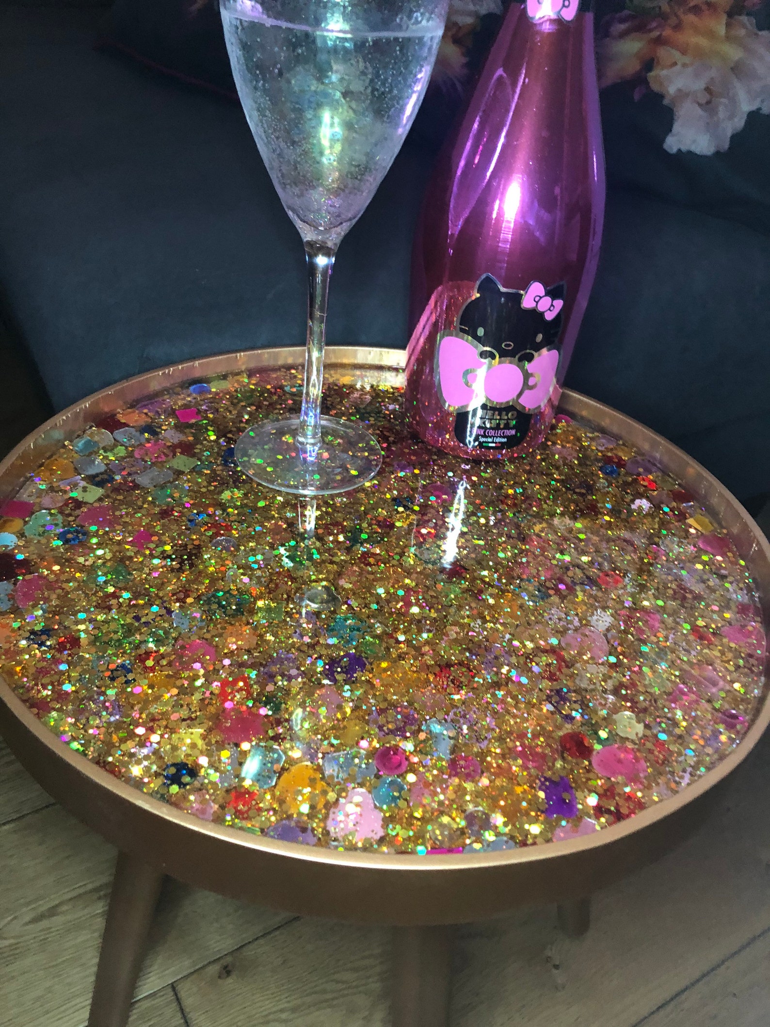 Table Gold Resin Glitz and Gems Coffee Table Side Table Hand Etsy