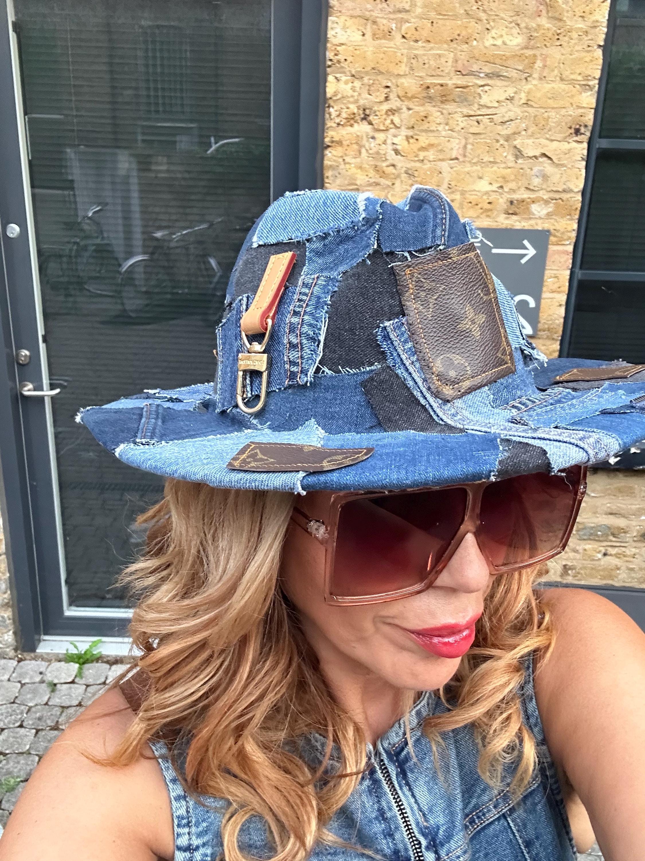 Upcycled denim LA patchwork cowboy hat. EOZY Tie-Dye Denim Patchwork Cowboy Hat for Women Men  main image 2
