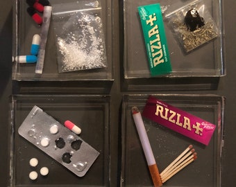 Naughty Party Pill Coasters - Handmade Resin Home Decor - SET of 4