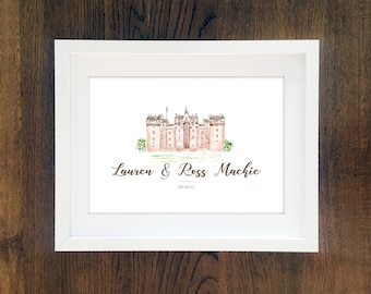 Personalised Wedding Venue Print - Fyvie Castle Print