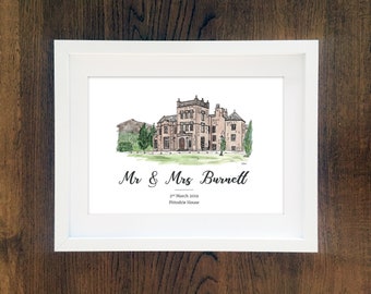 Personalised Wedding Venue Print - Pittodrie House Hotel Print