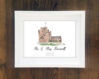 Personalised Wedding Venue Print - Crathes Castle Print