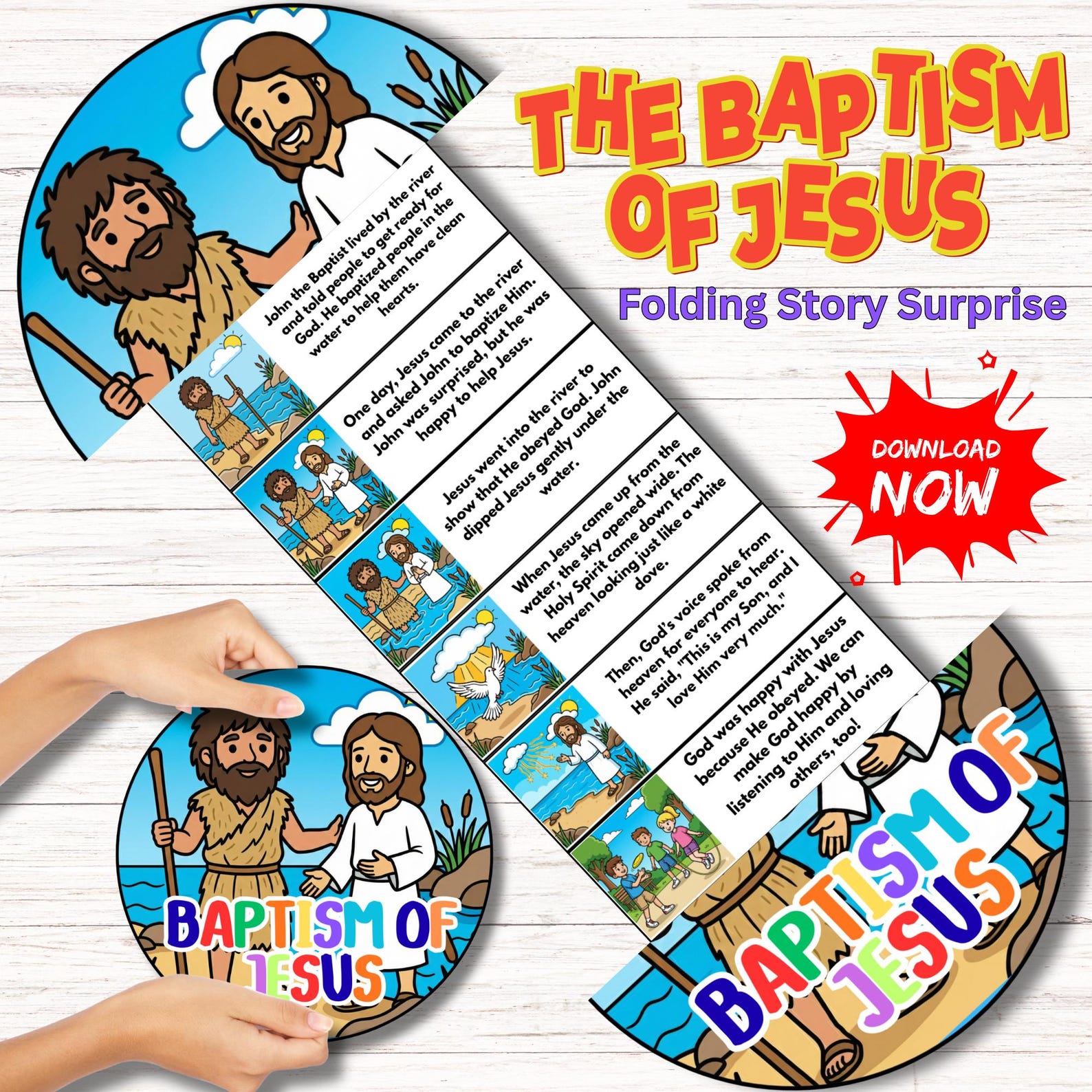 The Baptism of Jesus Folding Surprise Printable Mini Book, Sunday ...