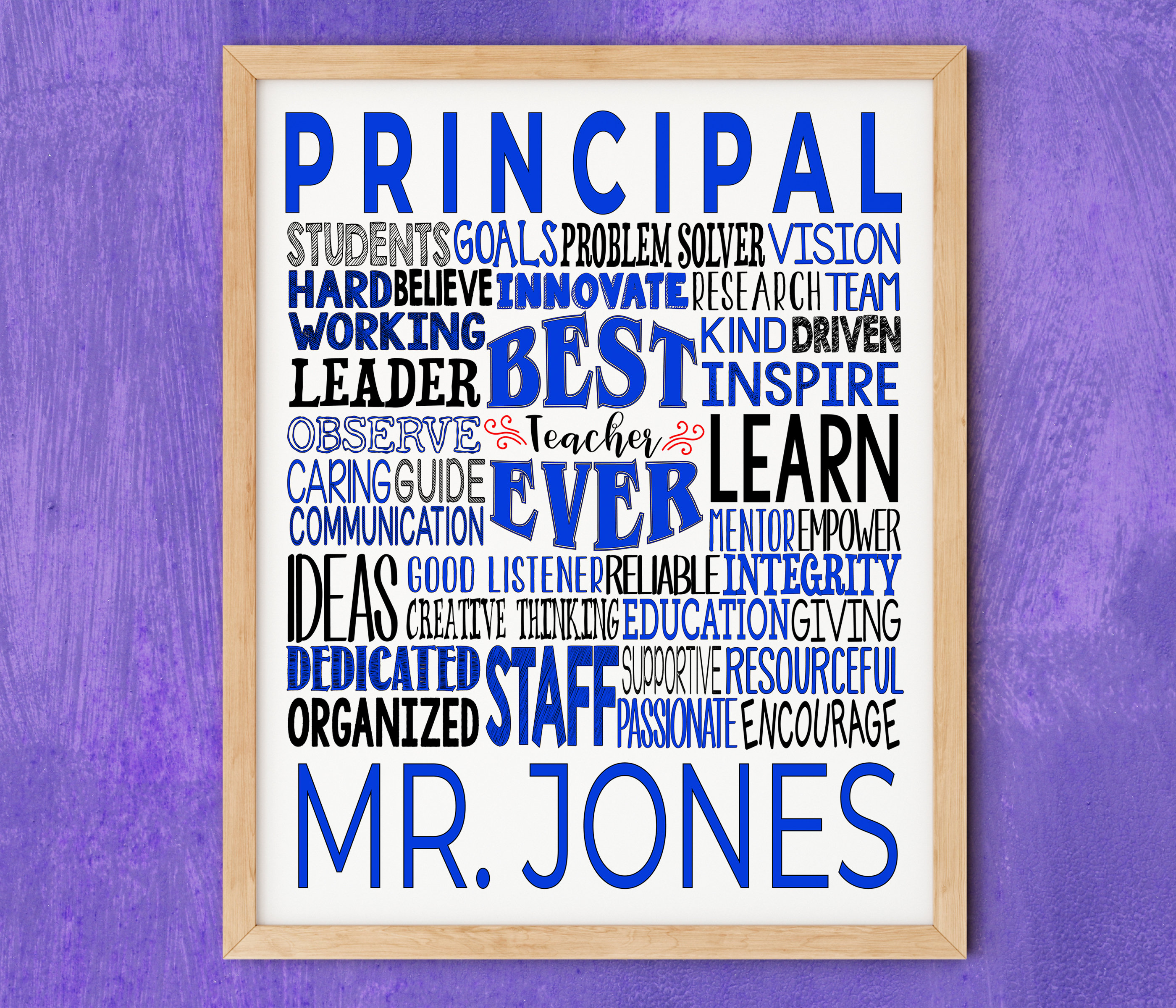 Poster personnalisé pour directeur d'école, cadeau éducateur, cadeau pour directeur d'école, cadeau pour éducation spécialisée, inspiration pour enseignant, cadeau de remerciement pour enseignant