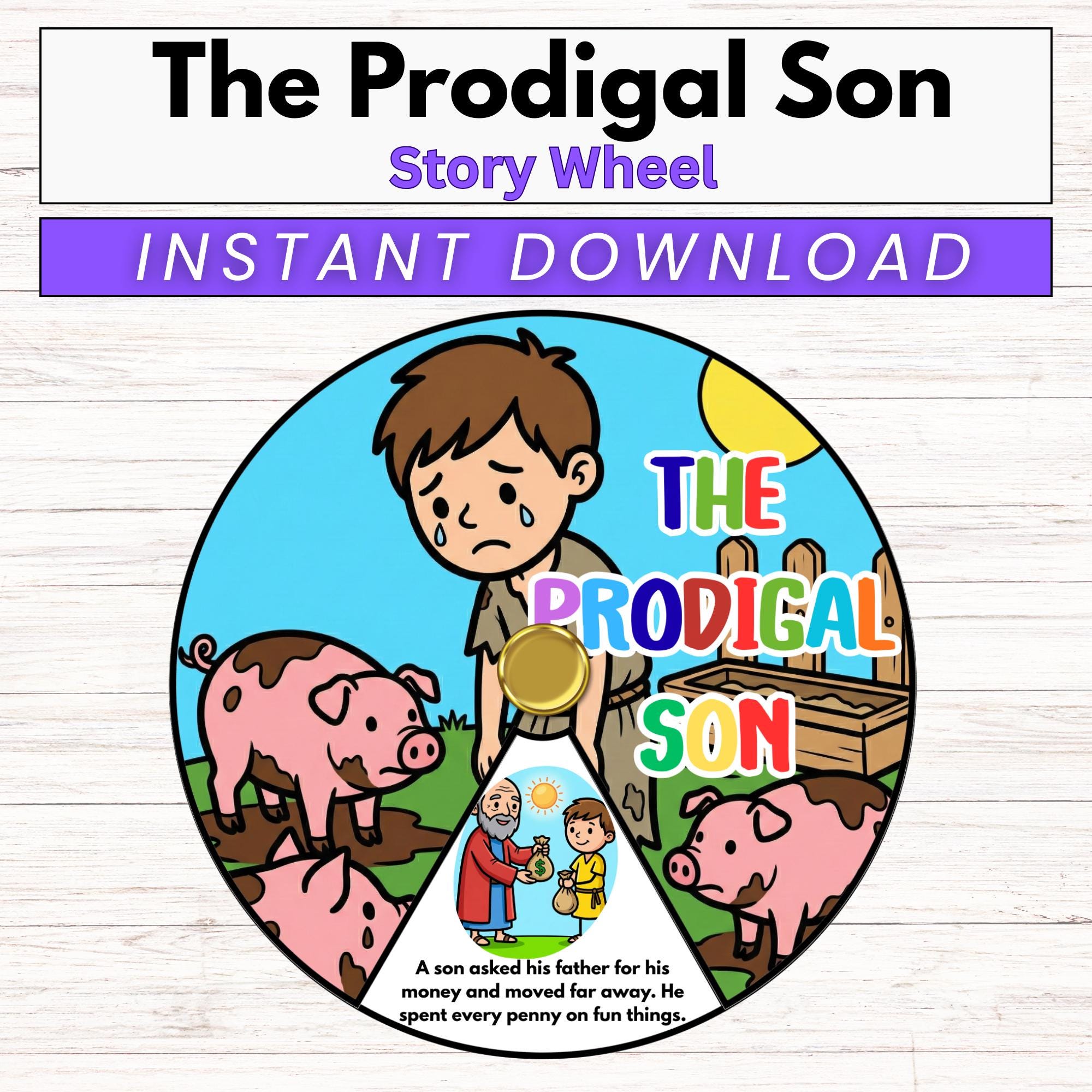 The Prodigal Son Parable Spinner Coloring Wheel, Bible Wheel Story ...