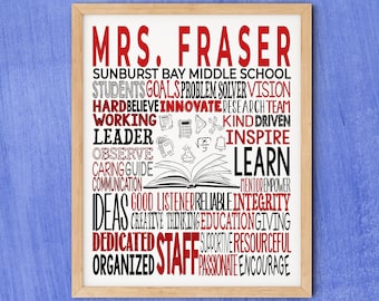 TEACHER APPRECIATION GIFT, Teacher Poster, Classroom Art, Principal Gift, Gift for Teacher, Teacher Name Art Print, Personalized Teacher Art