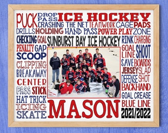 Hockey Player Gift, Personalised Ice Hockey Typography Poster, Hockey Wall Art, Cutomized Hockey Art, Gift for Hockey, Hockey Team Gift