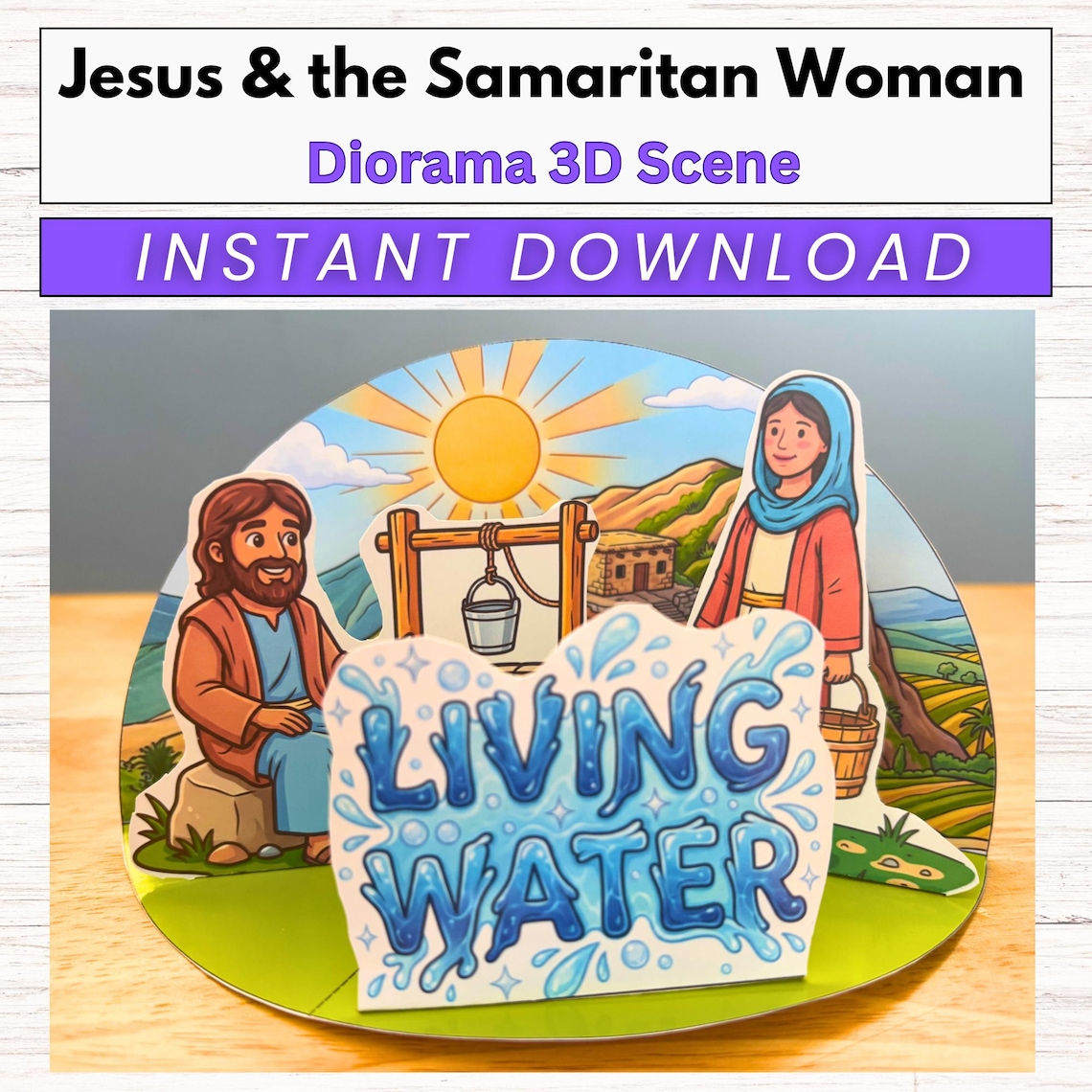 Jesus & Samaritan Woman 3D Diorama Craft, Woman at the Well Living ...