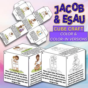 Jacob and Esau Bible Coloring Cube Craft, Bible Cube Activity, Sunday ...