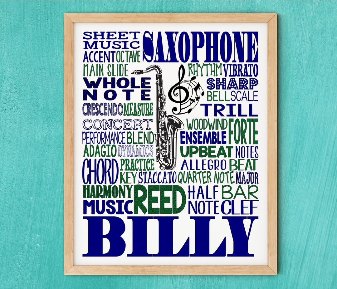 Saxophone Lesson Poster Saxophone Typography Poster, Gift for Saxophone Player, Band Teacher ...