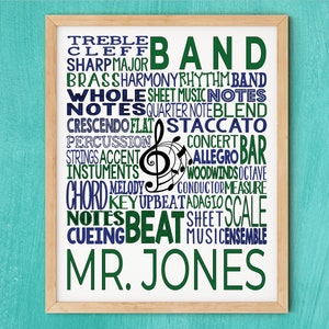 Personalized Band Teacher Gift, Band Teacher Poster, Music Teacher Gift, Marching Band, Conductor Art, Band Typography, Band Instructor Gift