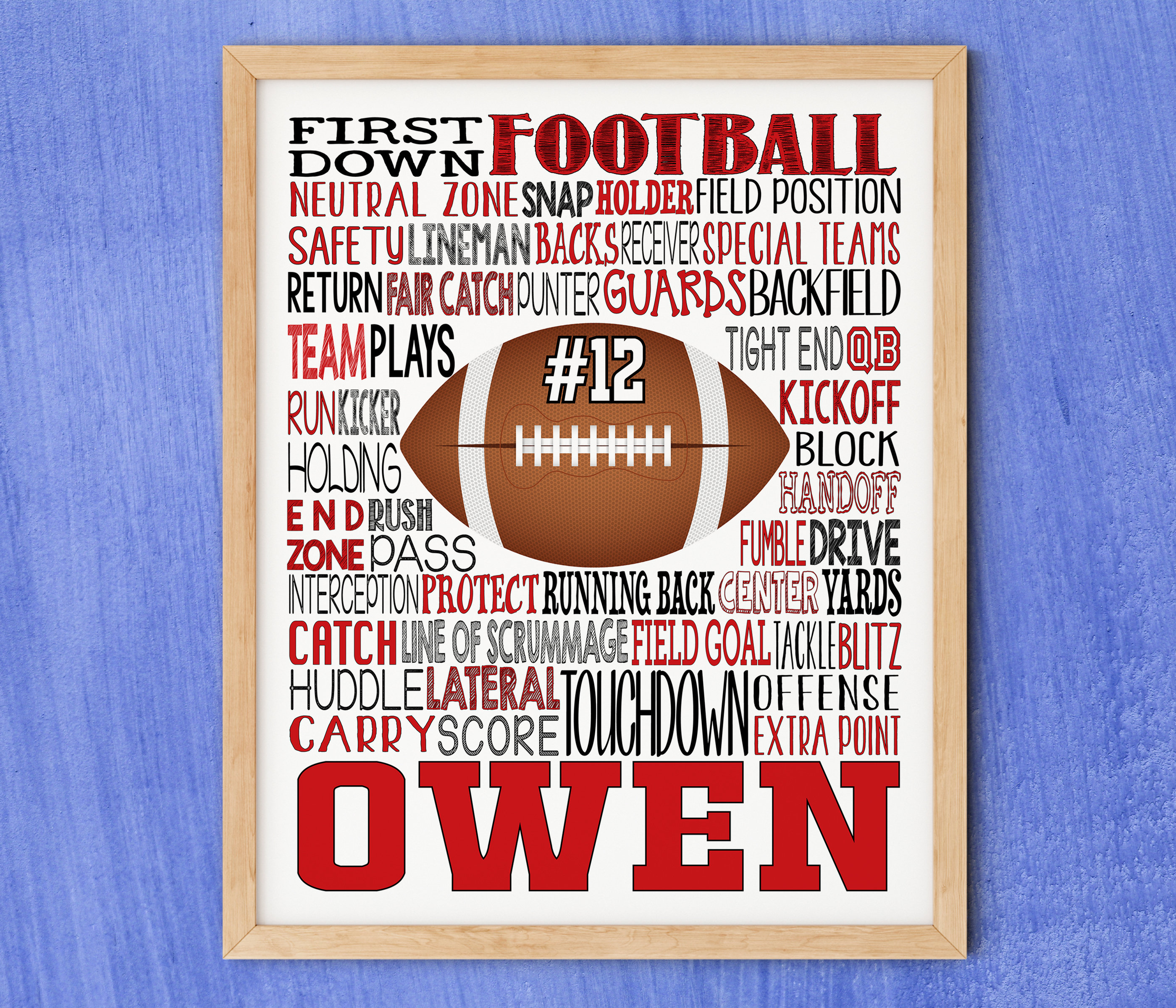 Gift for Football Player, Football Typography, Football Team Gift, Football Word Art, Football Coach Gift, Football Team Gift, Boys Football