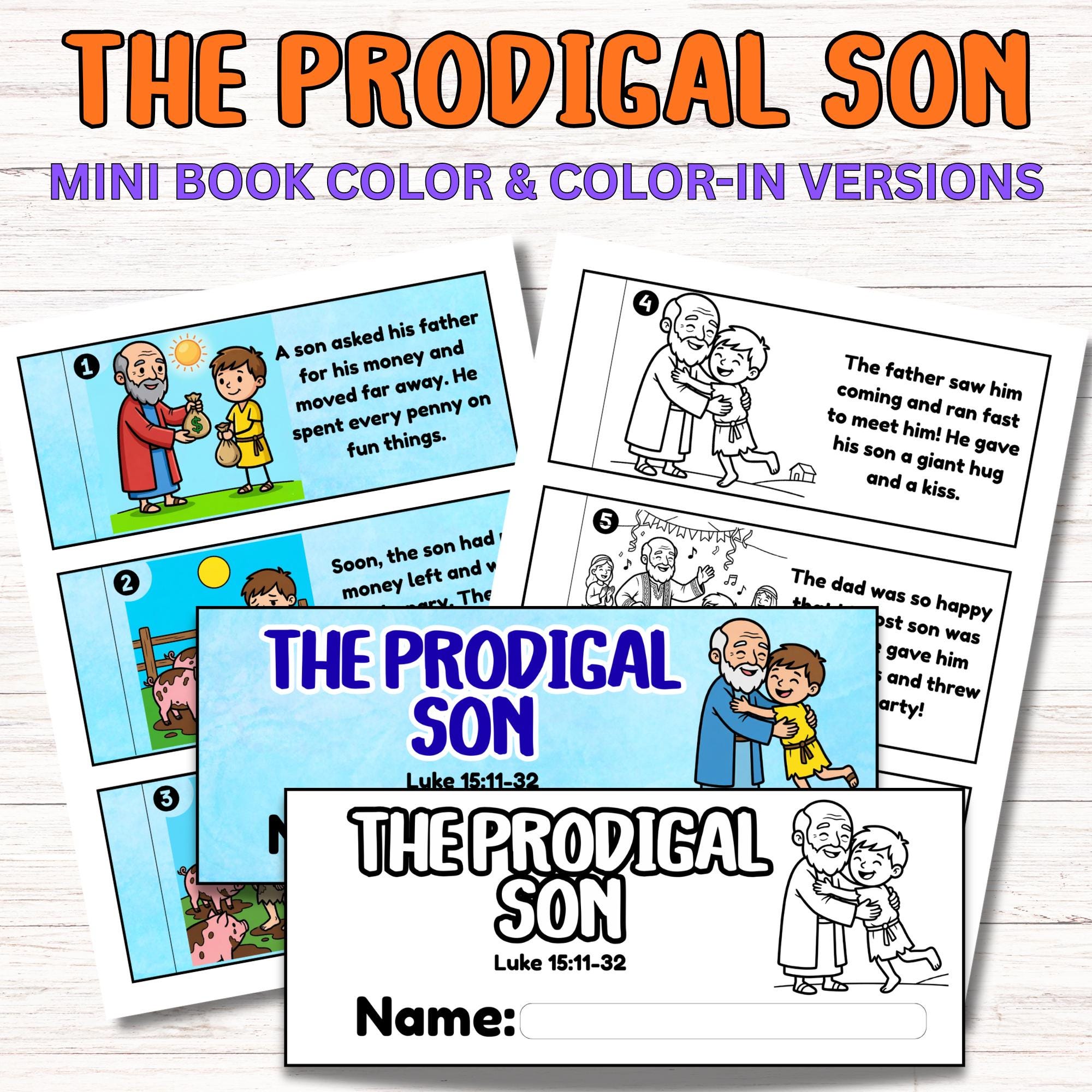 The Prodigal Son Parable Printable Sunday School Mini Book, Sunday ...
