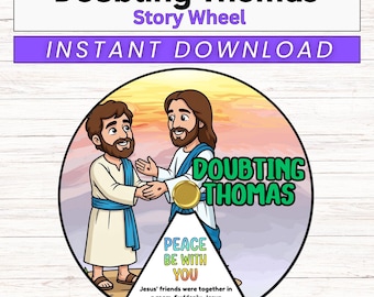 Historia de Pascua de Tomás el incrédulo: Rueda para colorear, Rueda bíblica: manualidad de la historia de Pascua, manualidad de Pascua para la escuela dominical, historia bíblica de Pascua