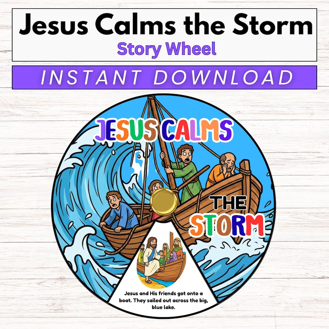 Jesus Calms the Storm Spinner Coloring Wheel, Bible Wheel Story Craft ...
