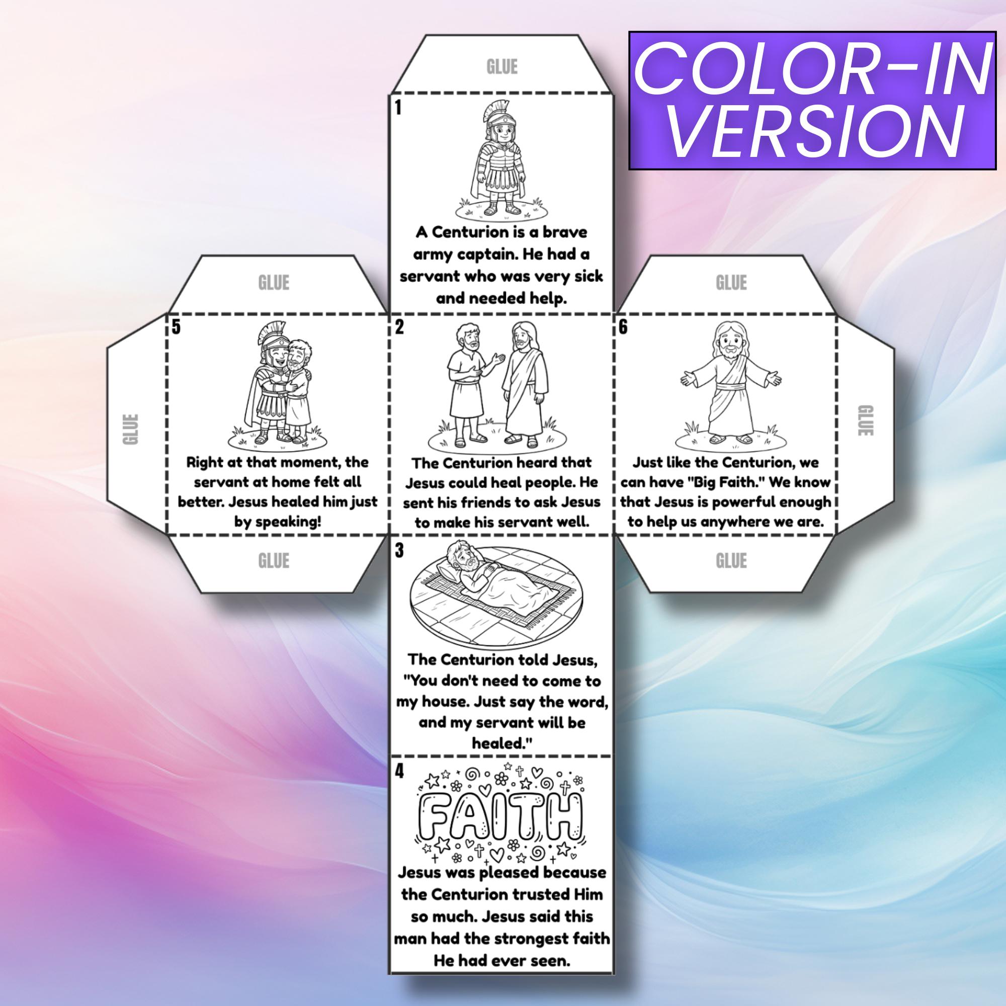 Jesus Heals the Centurion's Servant Miracle Bible Coloring Cube Craft ...