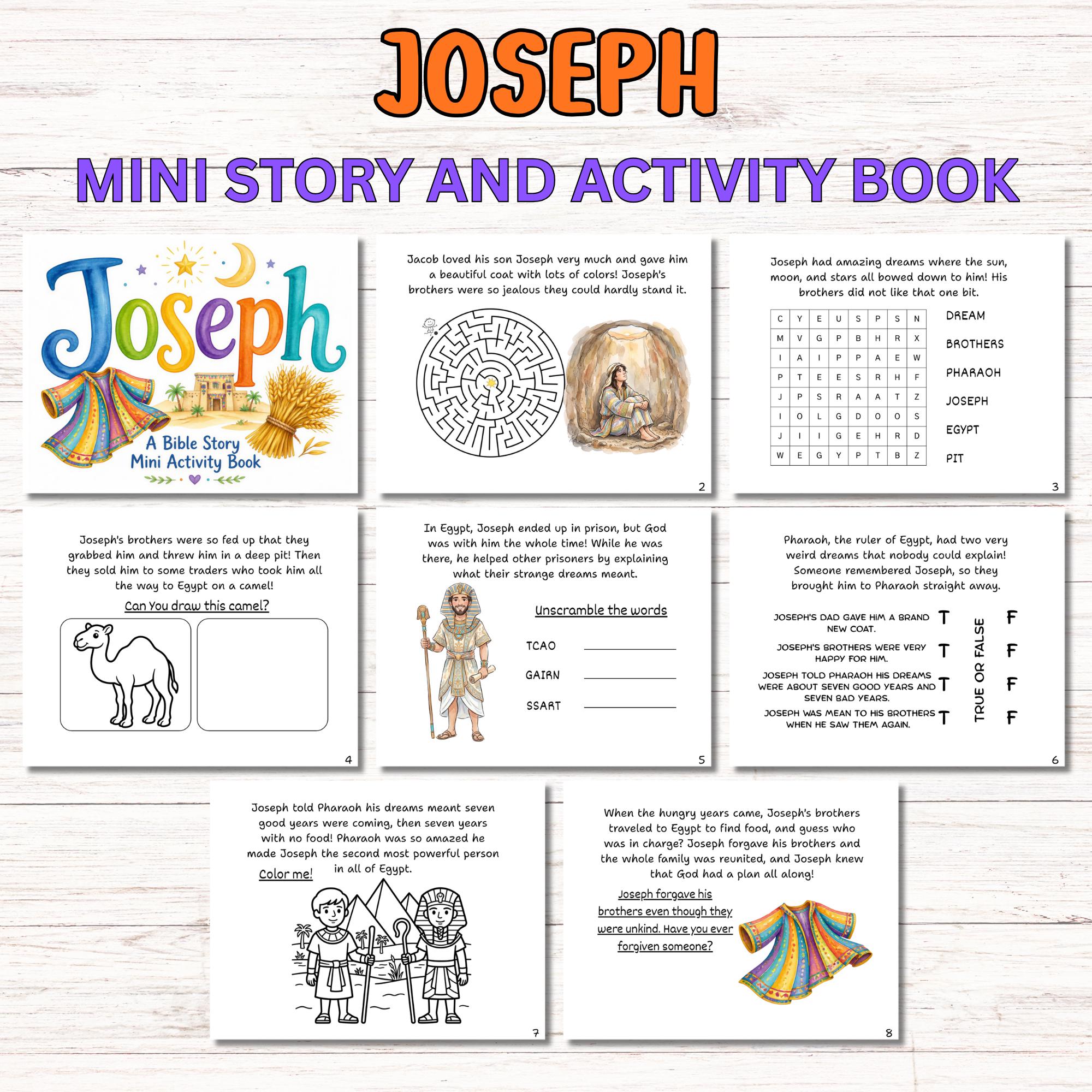 Joseph Mini Book Joseph and His Colored Coat Bible Story Mini Activity Book Craft for ...