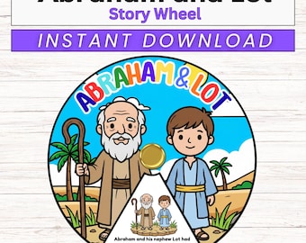 Rueda para colorear de Abraham y Lot, manualidad con la historia de la rueda bíblica, actividad para la escuela dominical