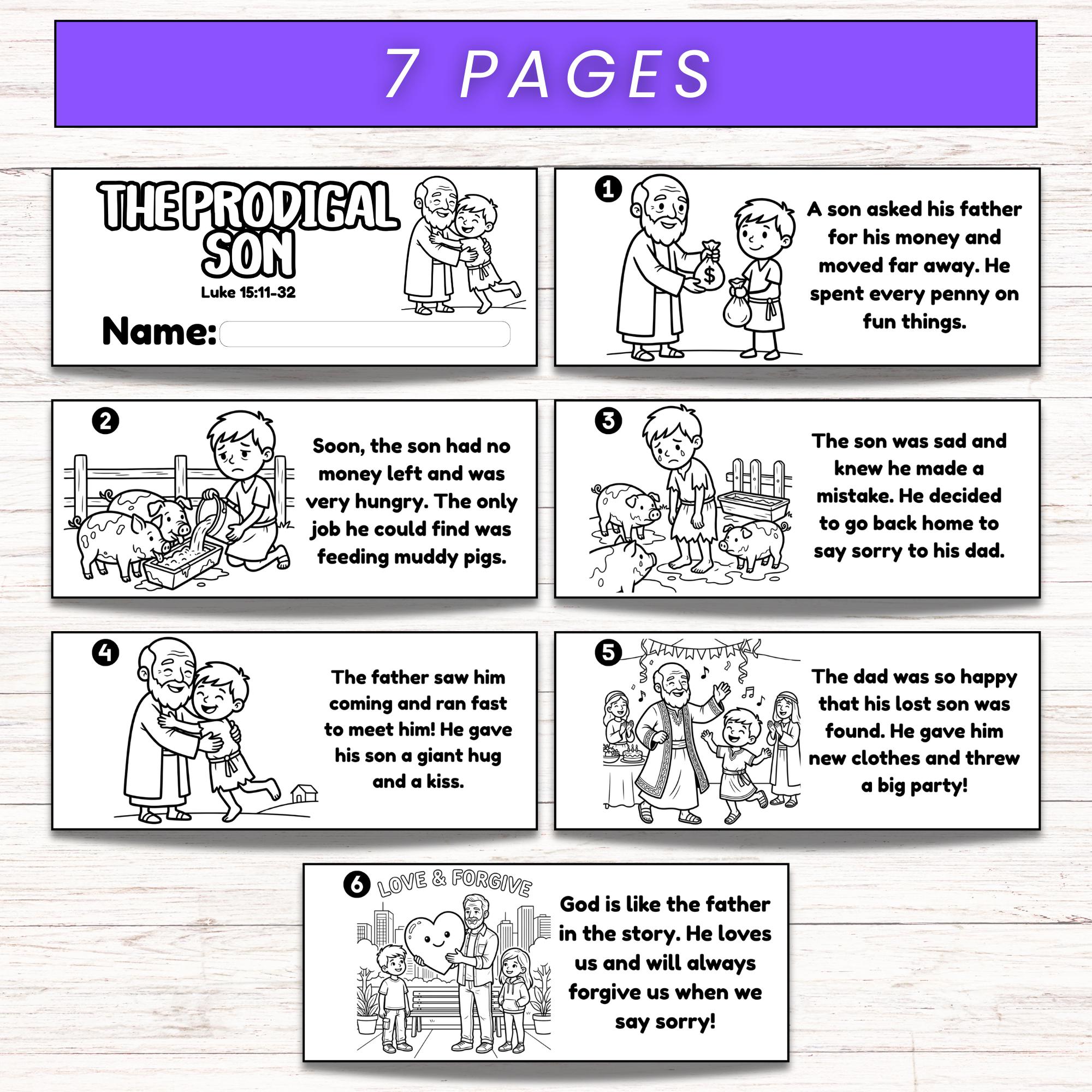 The Prodigal Son Parable Printable Sunday School Mini Book, Sunday ...