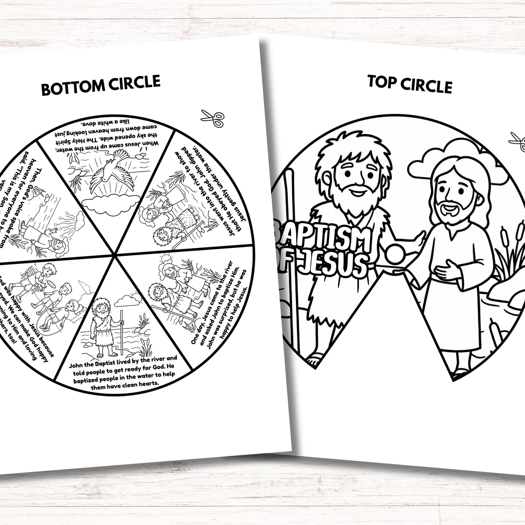 The Baptism of Jesus Spinner Coloring Wheel, Bible Wheel Story Craft ...