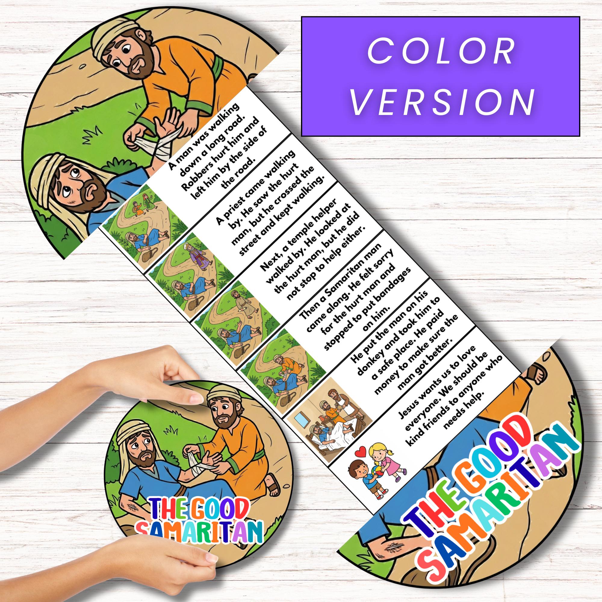 The Good Samaritan Parable Folding Surprise Printable Mini Book, Bible ...