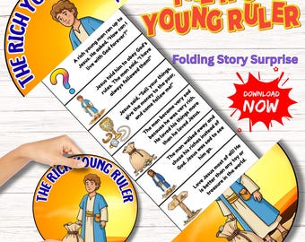 The Rich Young Ruler Parable Folding Surprise Printable Mini Book, Bible Story Craft, Sunday School Craft Activity