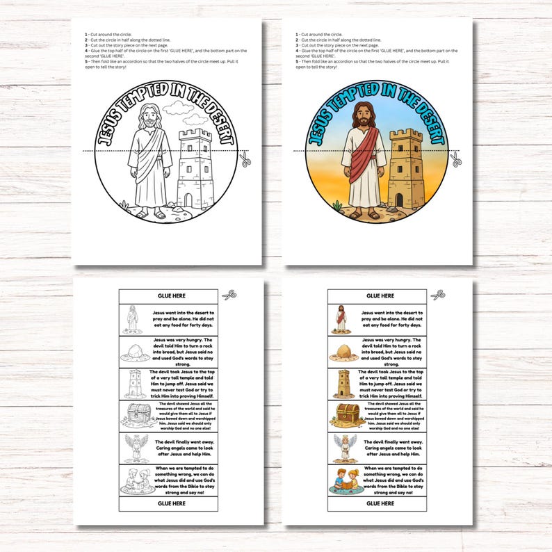 Jesus Tempted in the Desert Folding Surprise Printable Mini Book, Bible ...
