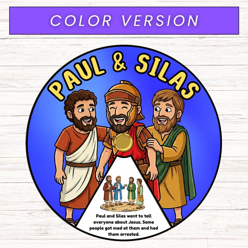 Silas Color Paul and Silas Spinner Coloring Wheel, Bible Wheel Story Craft, Sunday ...