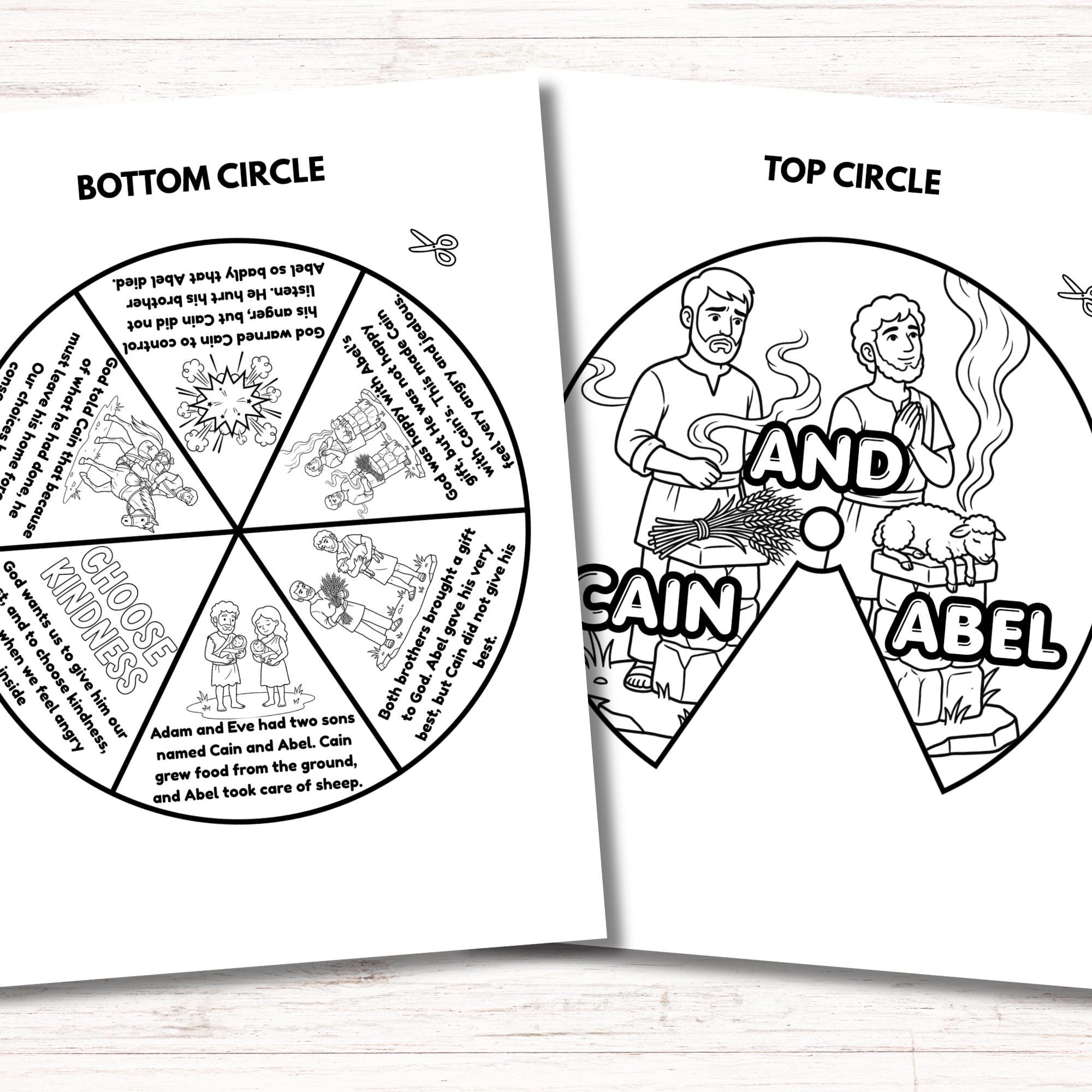 Cain and Abel Spinner Coloring Wheel, Bible Wheel Story Craft, Sunday ...