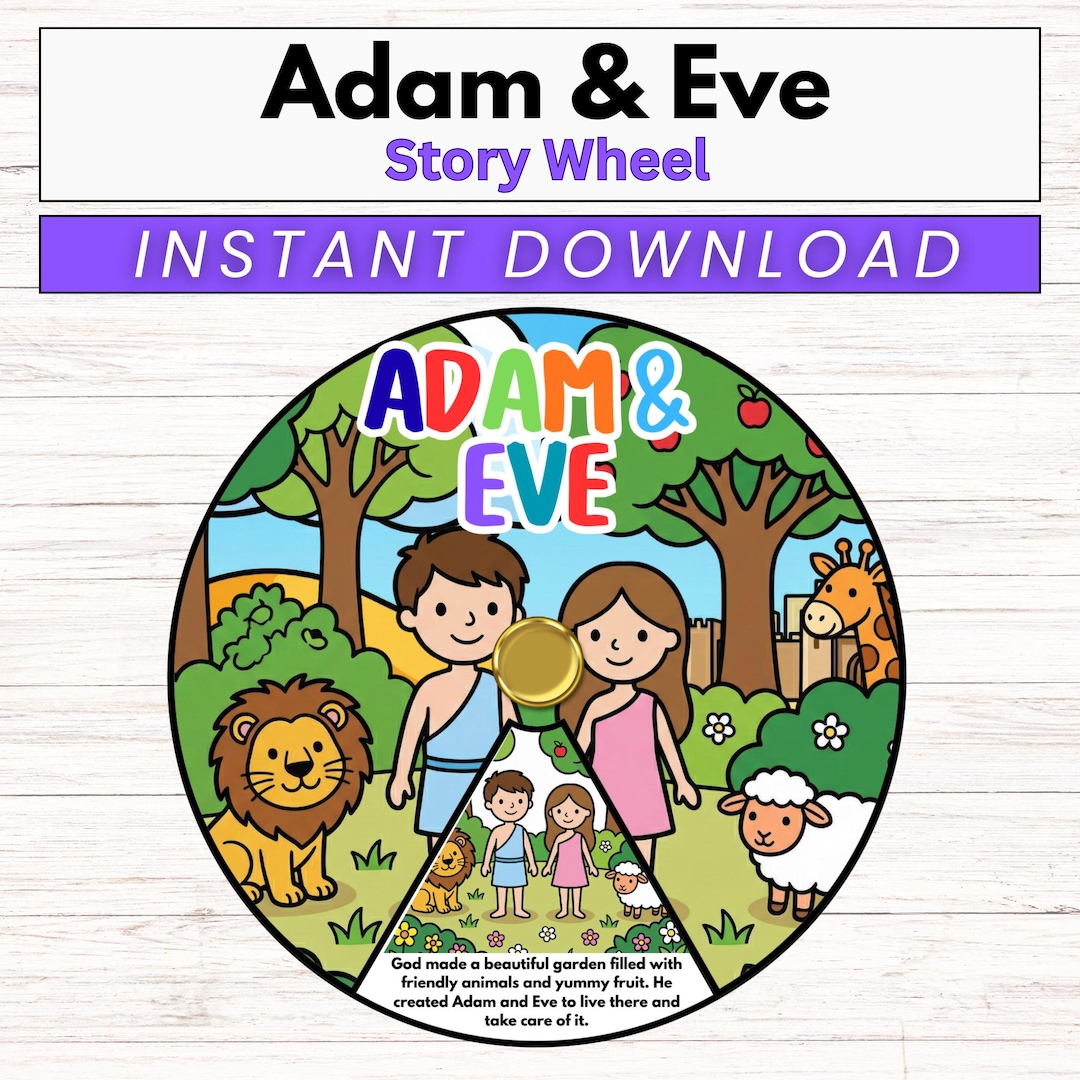 Adam and Eve Spinner Coloring Wheel, Bible Wheel Story Craft, Sunday ...