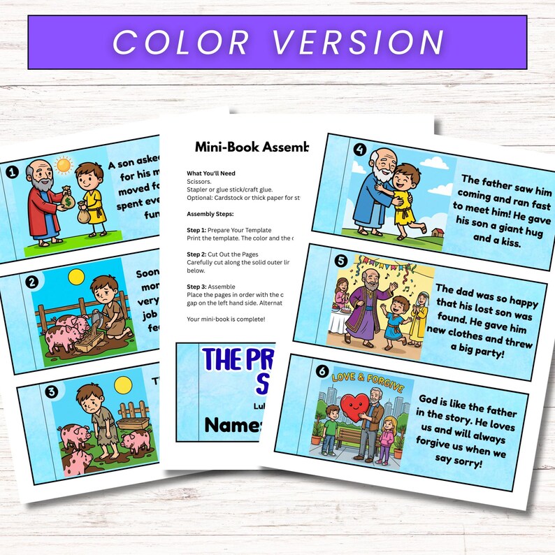 The Prodigal Son Parable Printable Sunday School Mini Book, Sunday ...