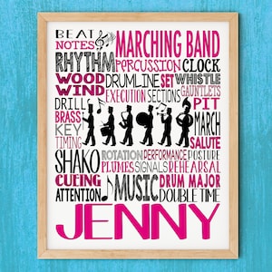 Marching Band Typography Poster, Marching Band Gift, Marching Band Teacher Gift, School Marching Band, Band Instructor, Conductor Gift