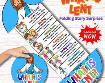 Was ist die Fastenzeit Falten Überraschung druckbare Mini-Buch, Bibel Geschichte Handwerk, Sonntagsschule Fasten Handwerk Aktivität für Kinder