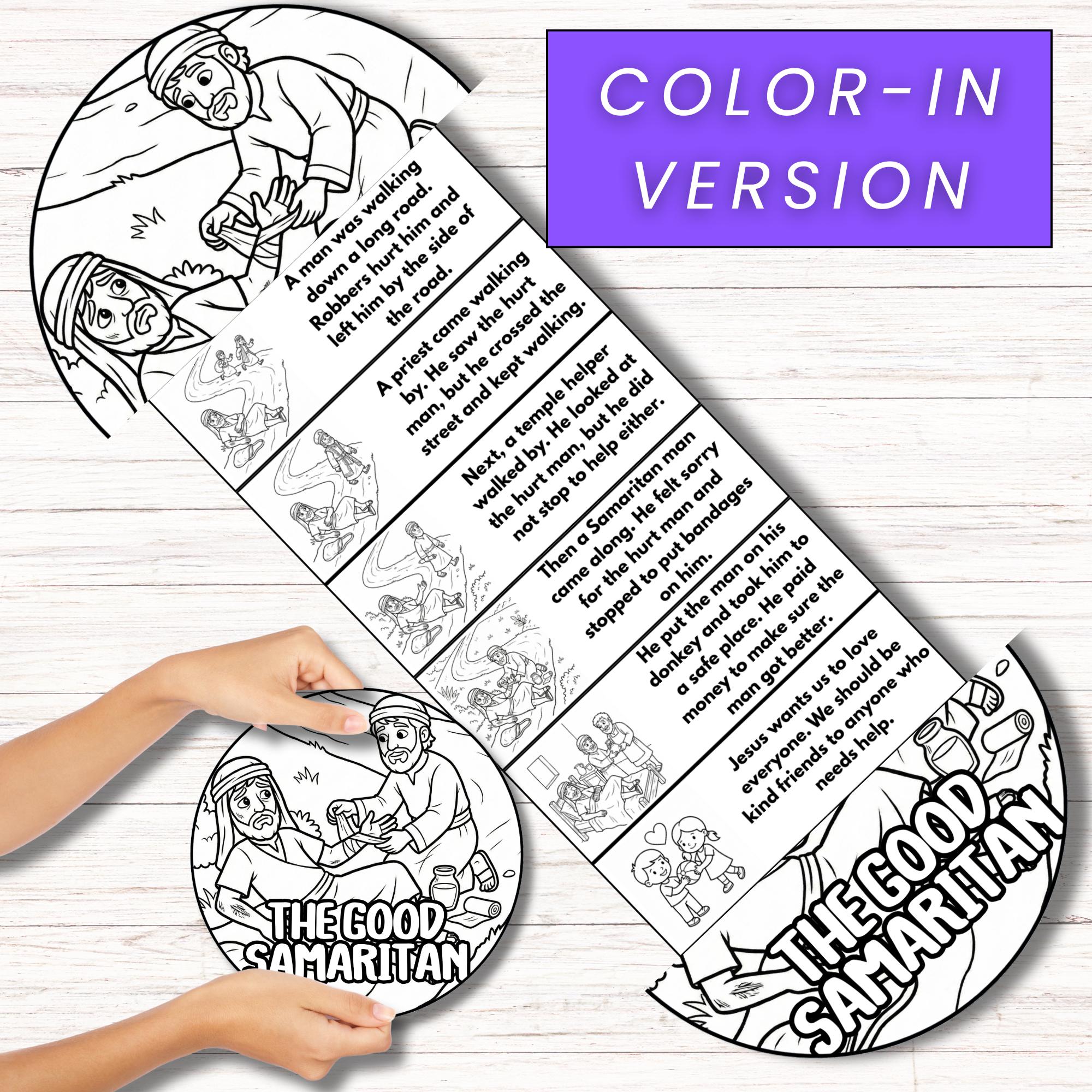 The Good Samaritan Parable Folding Surprise Printable Mini Book, Bible ...