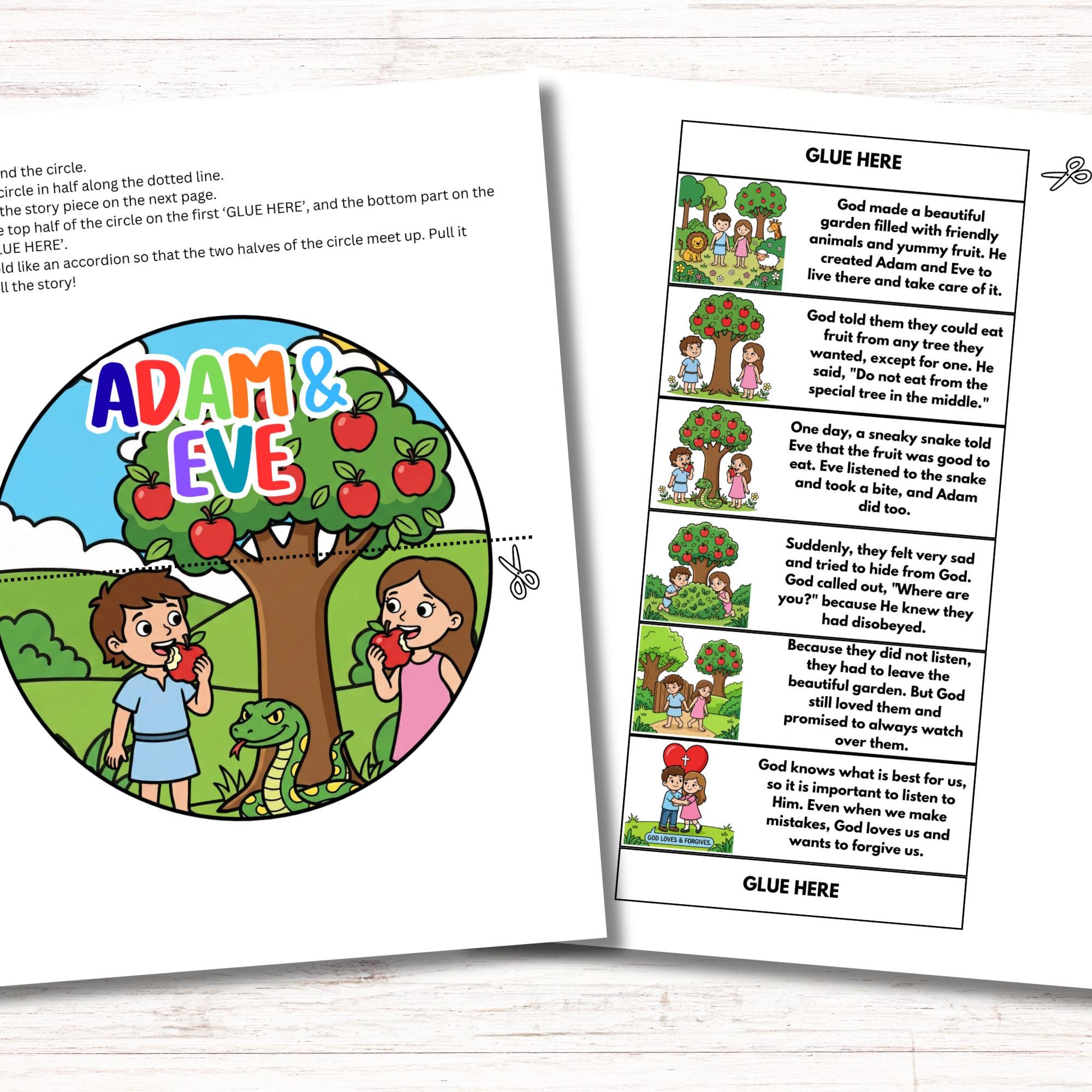 Adam and Eve Folding Surprise Printable Mini Book, Bible Story Craft ...