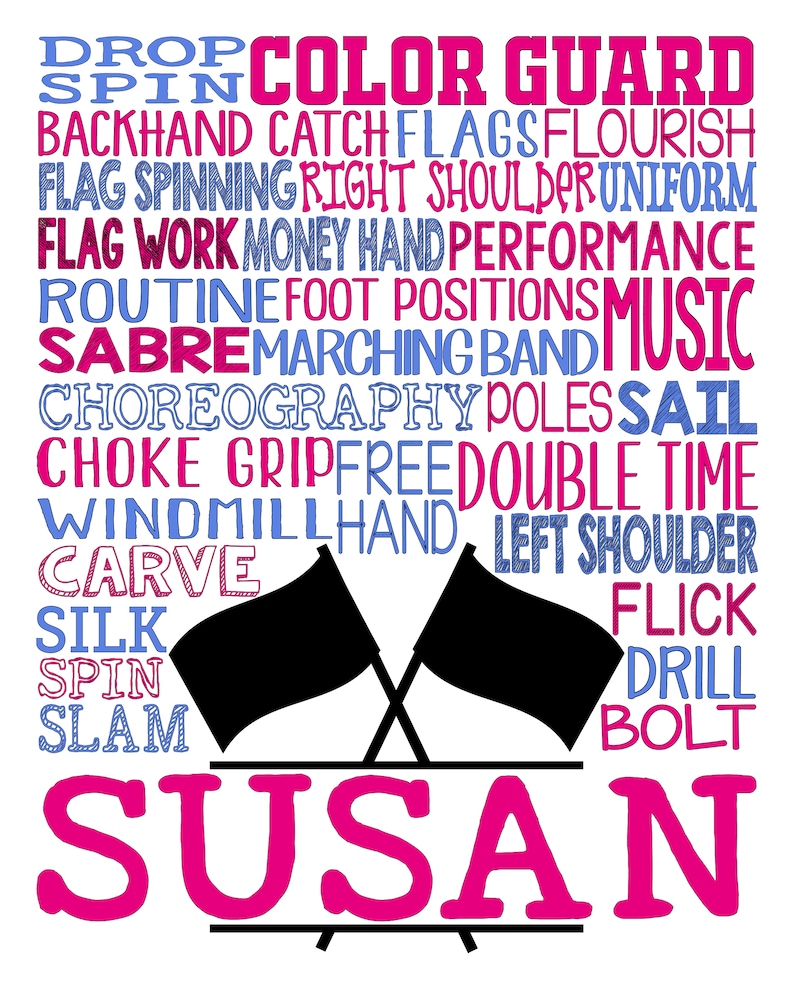 Personalized Color Guard Poster, Color Guard Typography Gift, Color ...