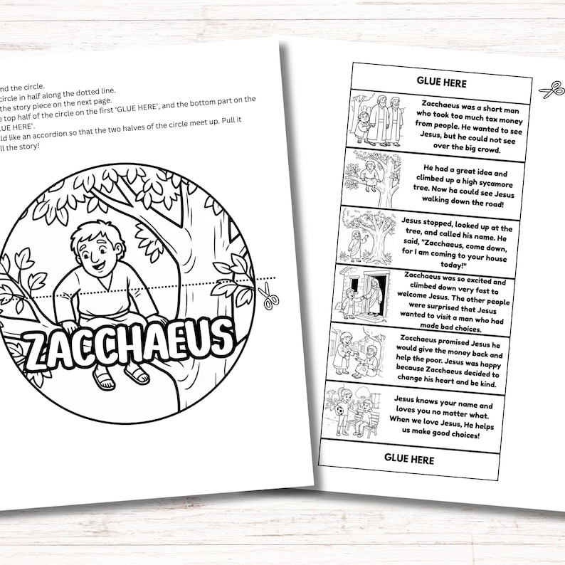 Zacchaeus Folding Surprise Printable Mini Book, Bible Story Craft ...