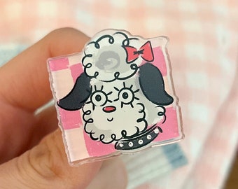 Kitsch Poodle Doodle with Bow Fashion Pin for Clothes Accessories and More