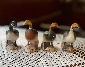 Set of 4 Vintage Enesco Duck Figurines