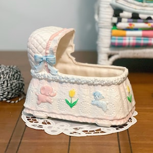 Vintage Kitsch Pastel Nursery Planter with Elephant and Lamb