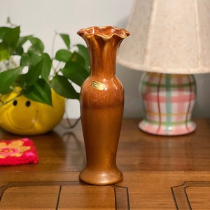 Vintage Neutral Brown Multi Texture Royal Haeger Pottery Bud Vase