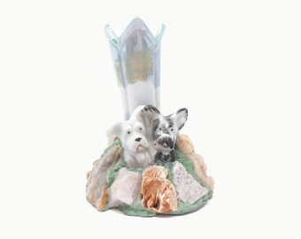 Vintage Sad Dog Bud Vase with Crystals
