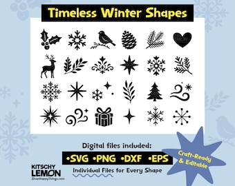 Timeless Winter Shape Bundle | Holiday Clip Art for Canva, Cricut, Laser Cutting, Crafts & More