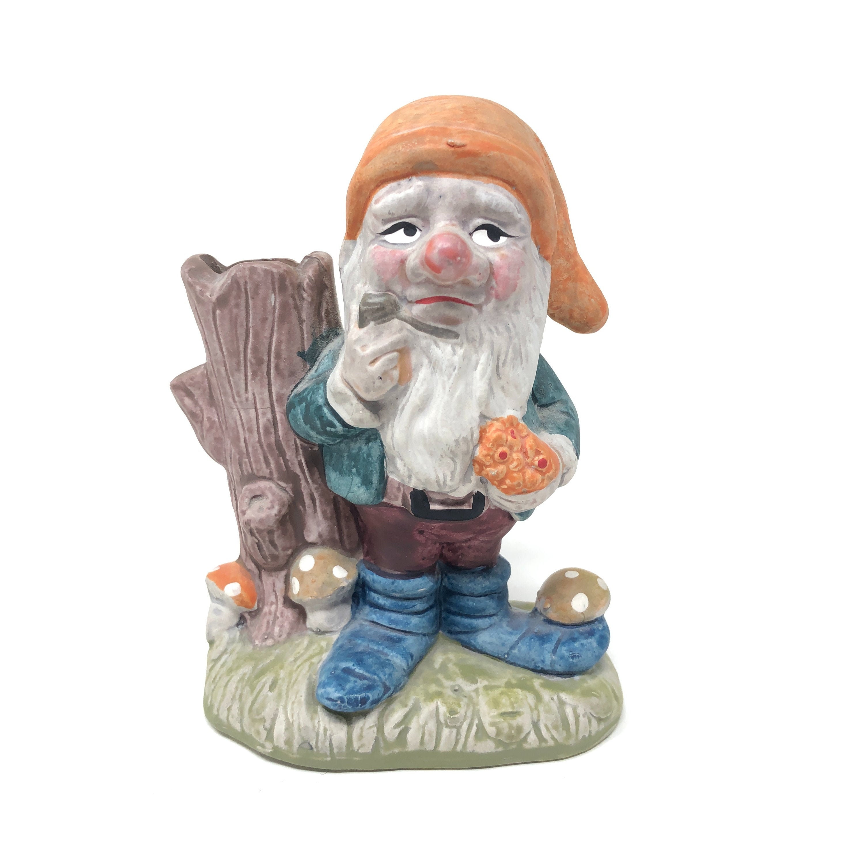 Humble Vintage Forest Gnome Planter Hand Painted Figurine Etsy