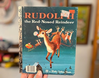 Vintage 1976 Little Golden Book, Rudolph The Red-Nosed Reindeer, Traditional Christmas Story, Children’s Storybook
