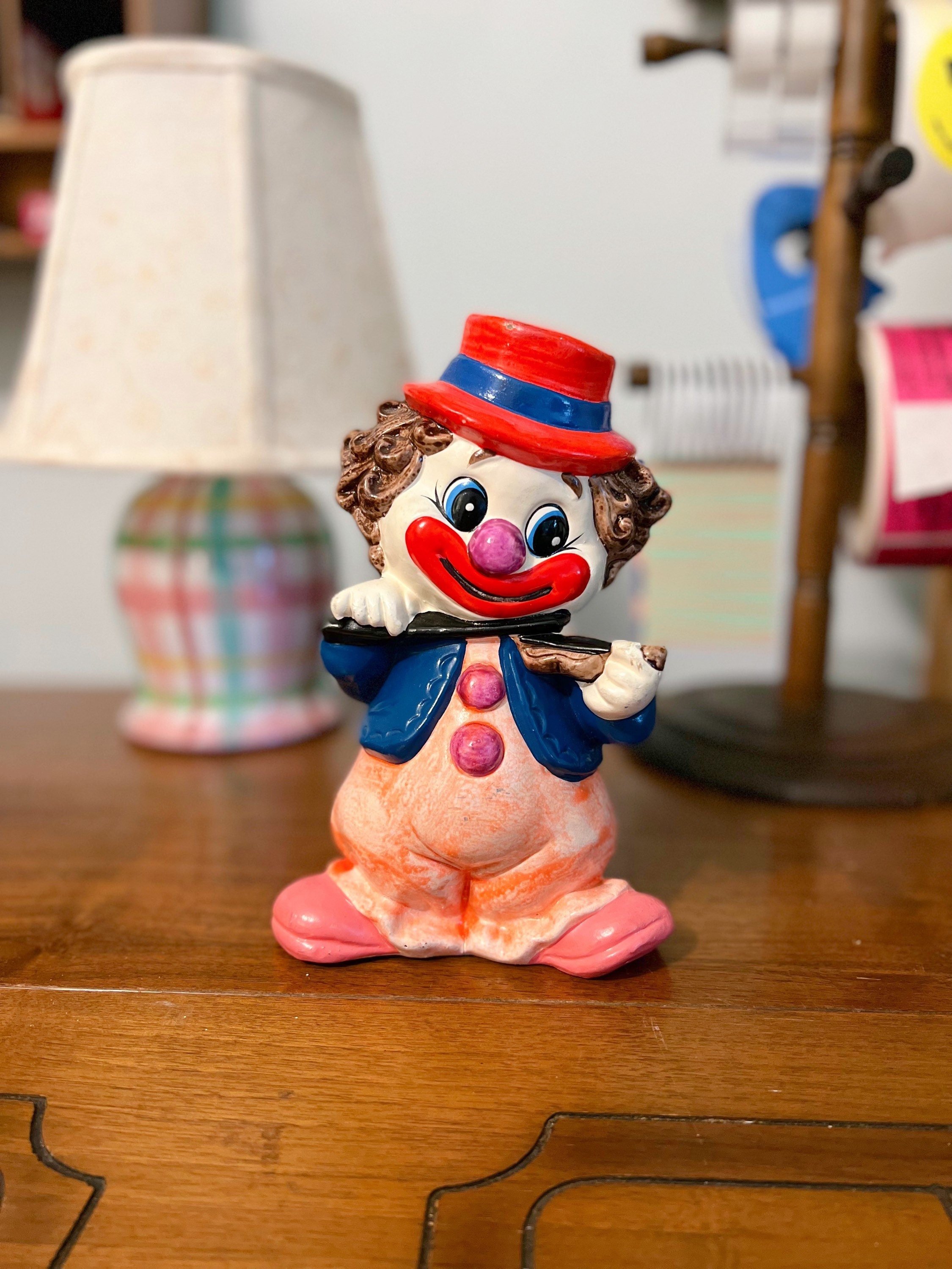 Vintage Happy Chalk Ware Clown Bank - Etsy