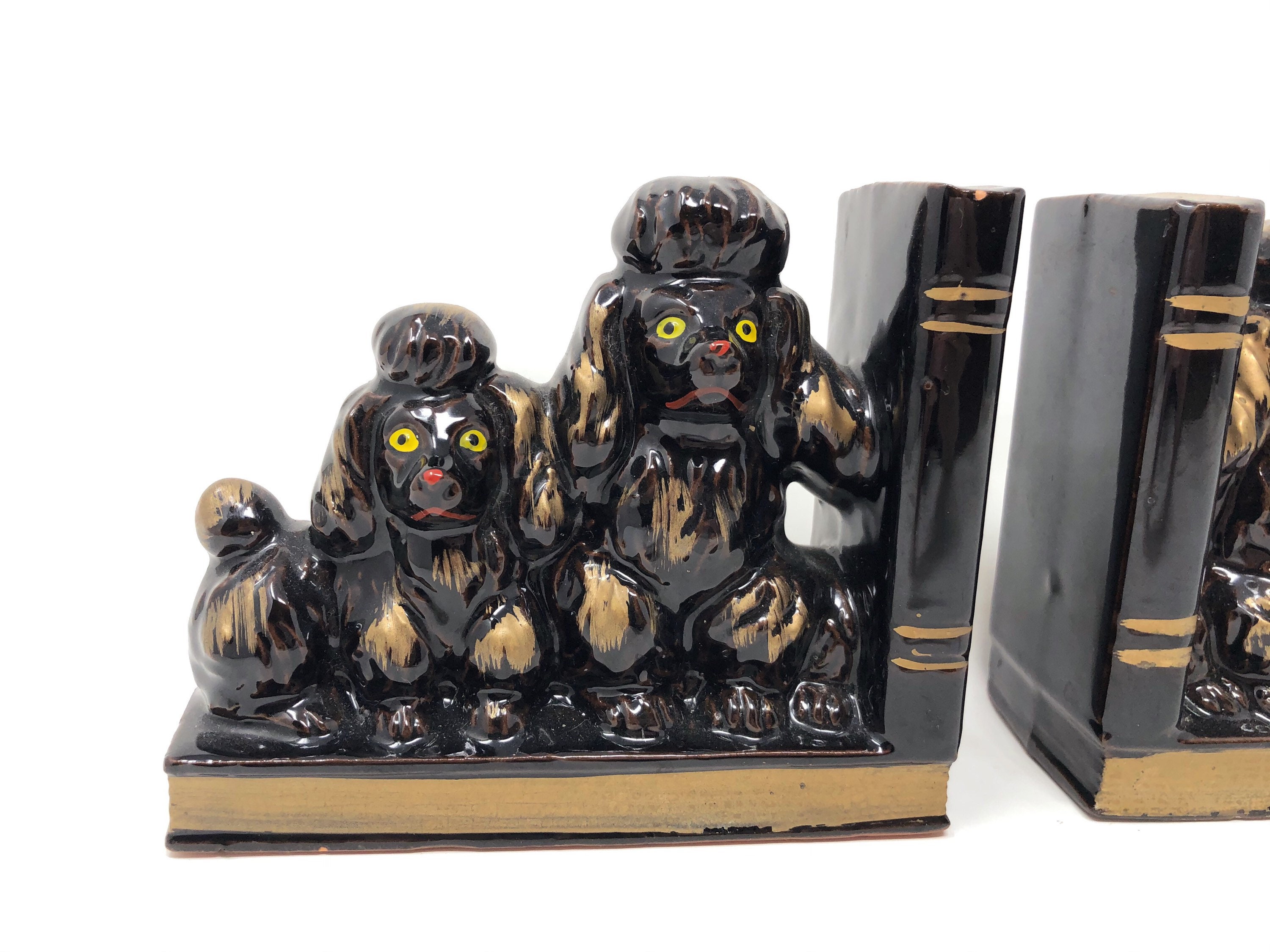 Pair of Mid Century Poodle Bookends Ceramic Poodles Made in Etsy