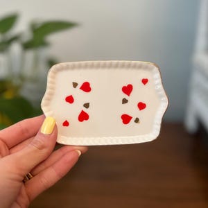 Vintage Lefton Ceramic Heart Trinket Dish Tray